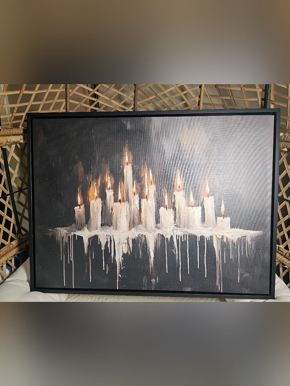 Light Up Spooky Gothic Dripping Candles Framed Wall Art Halloween 31x23 Viral - Picture 3 of 7